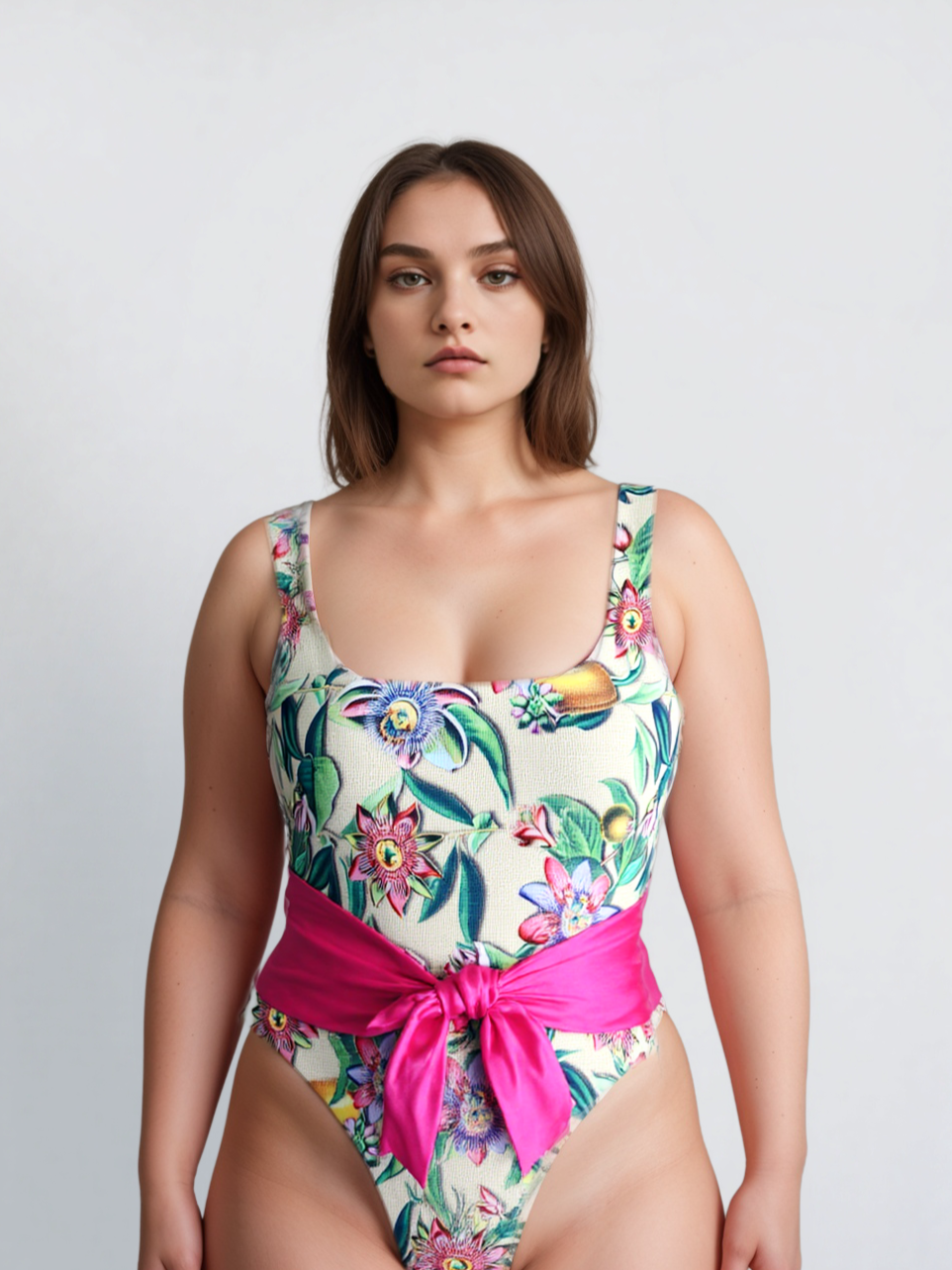 Passion Flower Palm Beach Style One-Piece Full Coverage Swimsuit
