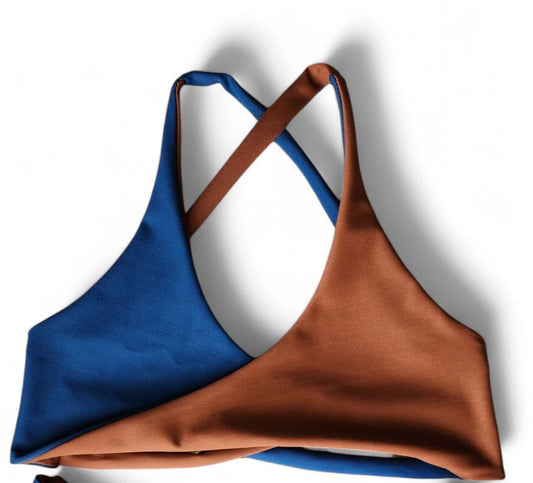 Navy & Mocha Mousse Bikini Twist Top