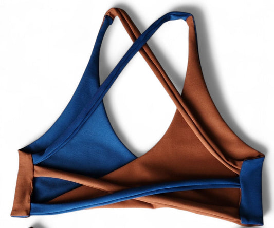 Navy & Mocha Mousse Bikini Twist Top