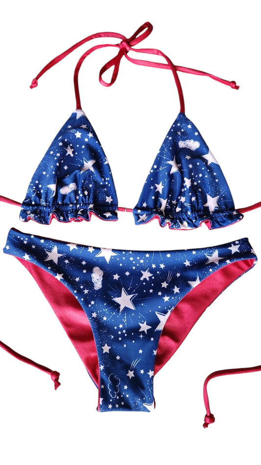 Party in the USA Reversible Bikini Triangle Top & Cheeky Bottom Set