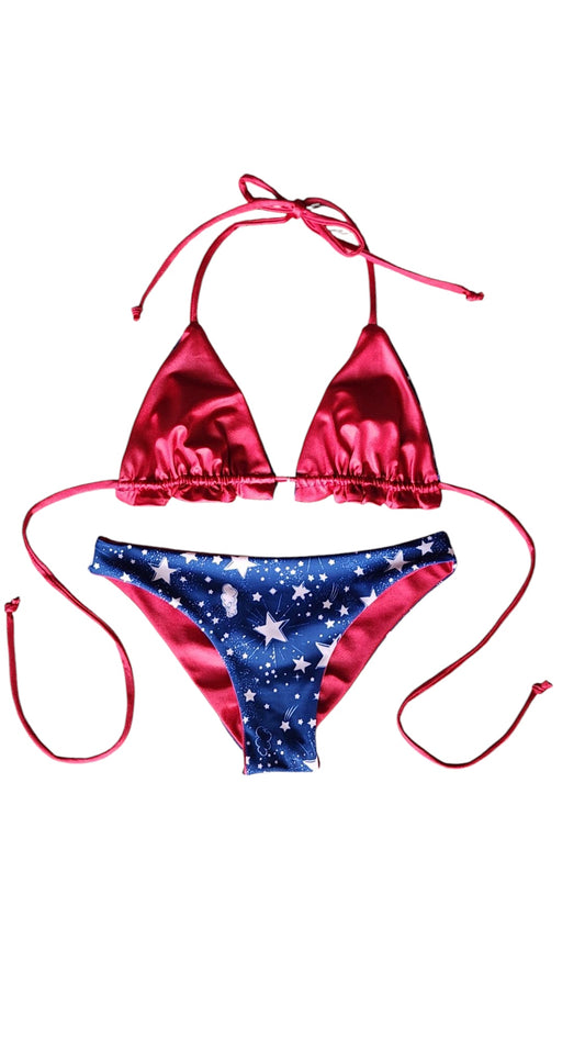 Party in the USA Reversible Bikini Triangle Top & Cheeky Bottom Set