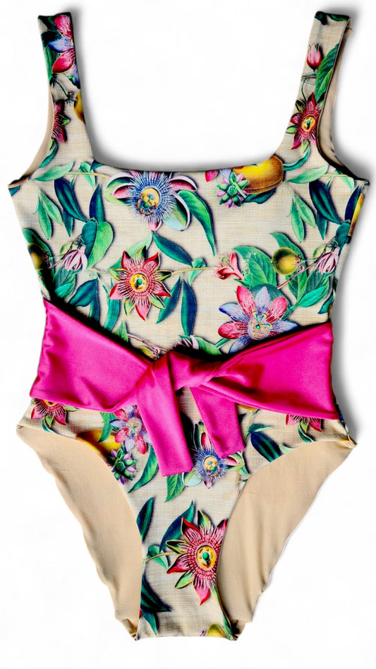 Passion Flower Palm Beach Style One-Piece Full Coverage Swimsuit