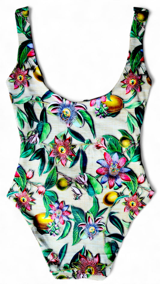 Passion Flower Palm Beach Style One-Piece Full Coverage Swimsuit