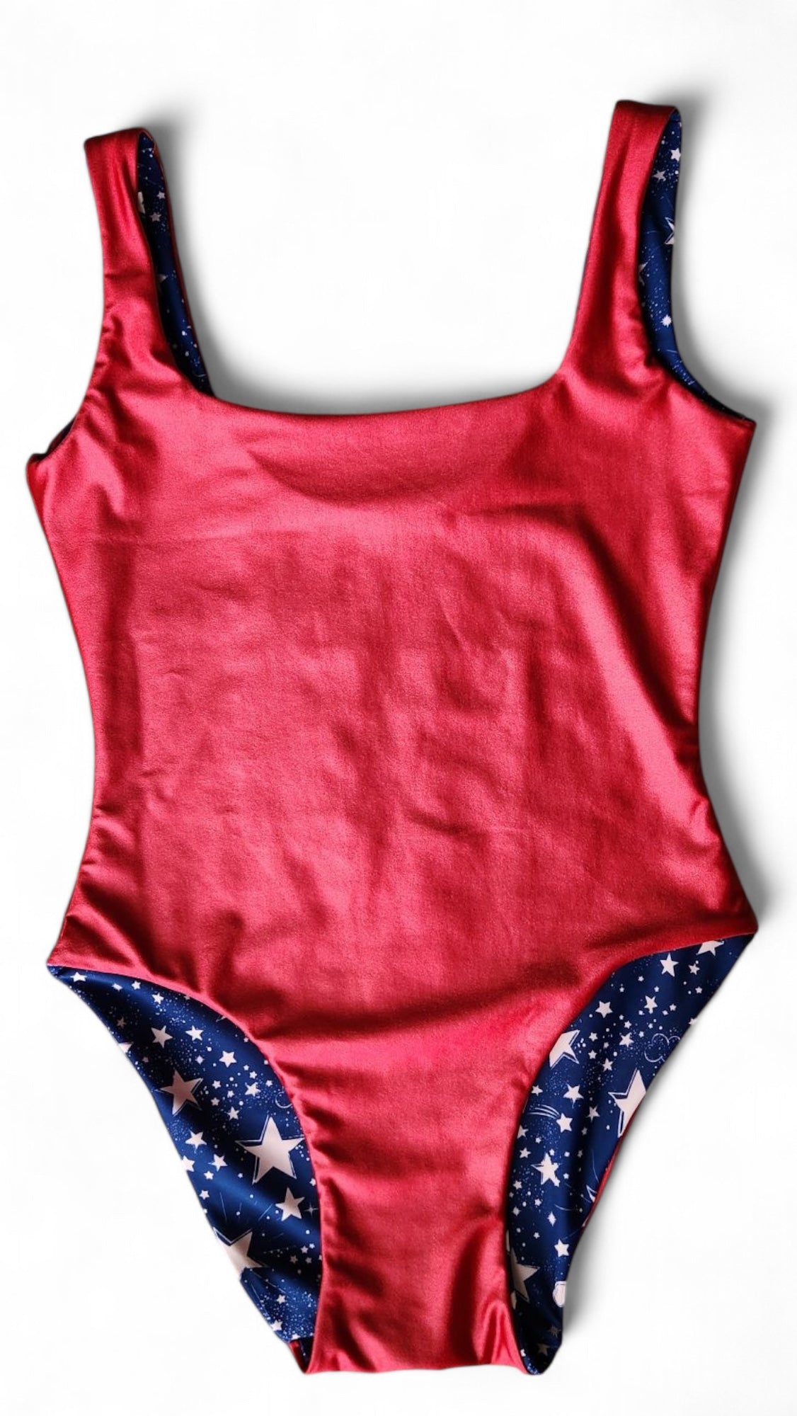 4th of July Reversible ocean swirl and flag print one-piece swimsuit