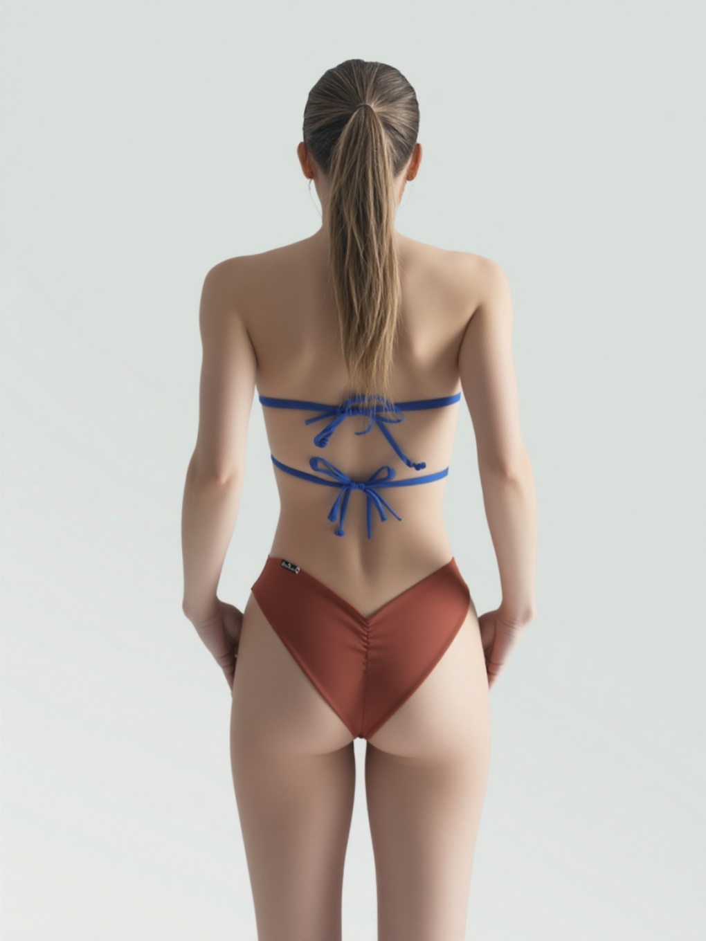 Navy & Mocha Mousse Reversible Cheeky Bikini Bottoms