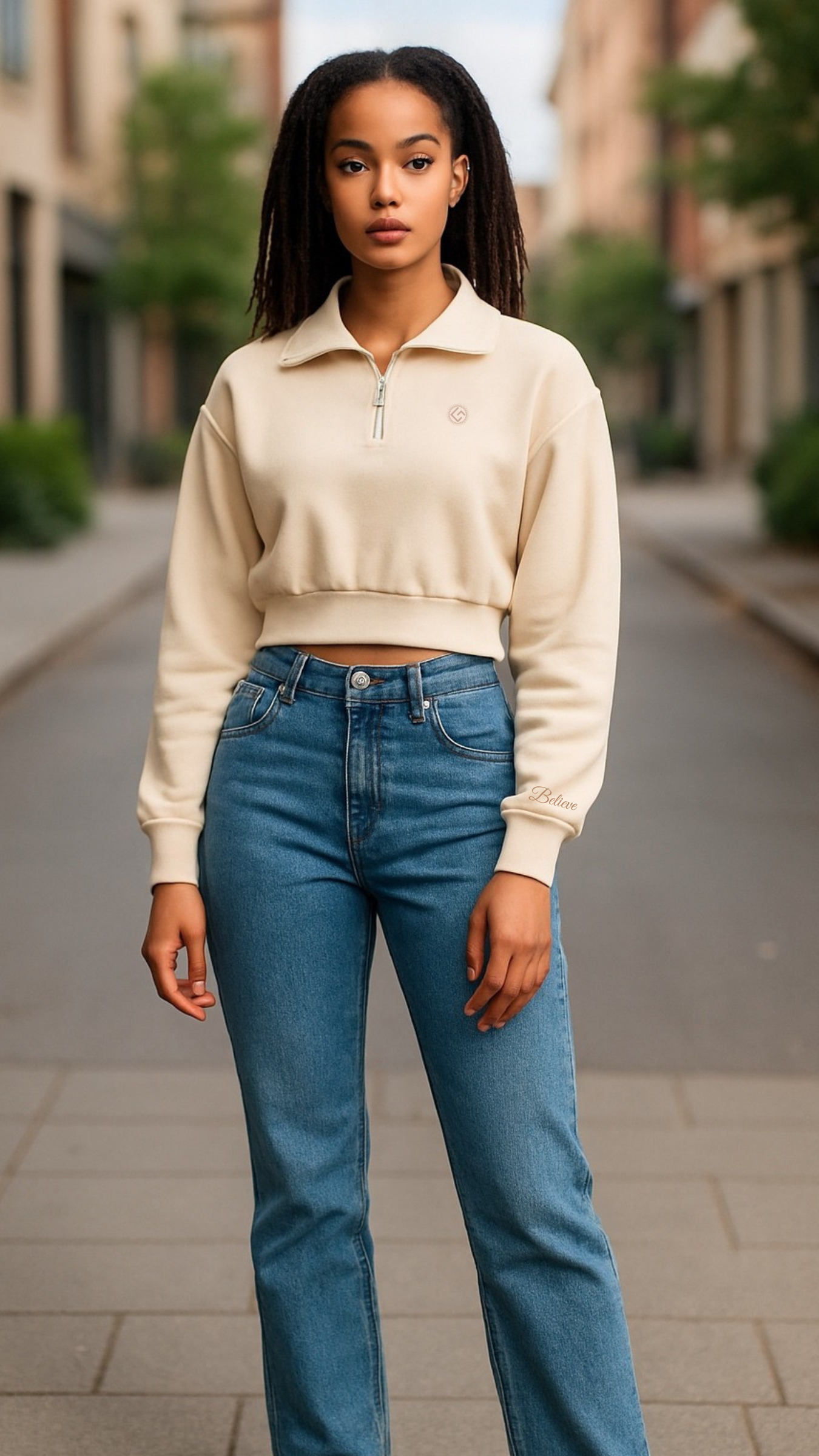 Believe Cozy Crop 1/4 Zip Sweatshirt