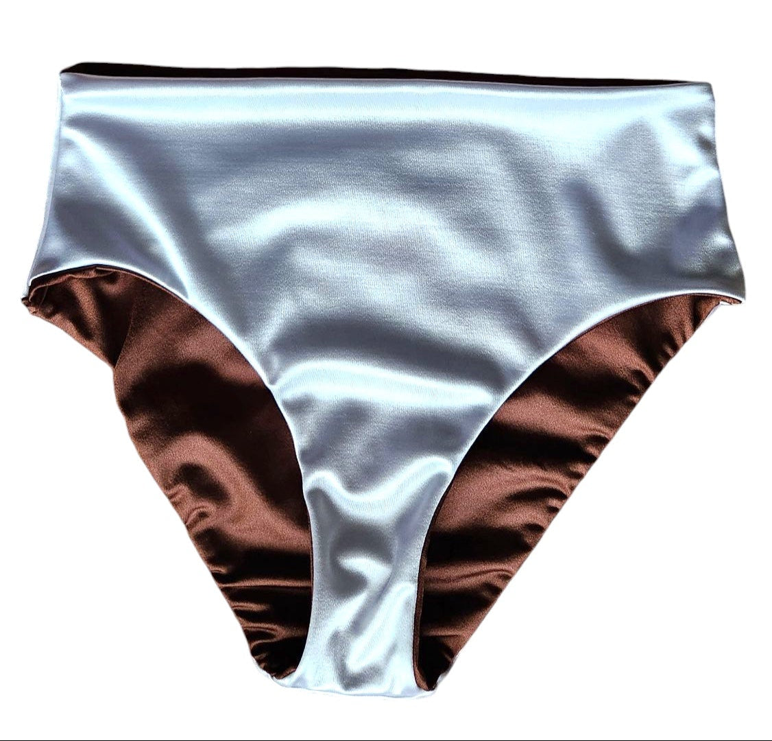 Tanned & Tipsy Reversible High-Waist Palm Beach Bikini Bottoms