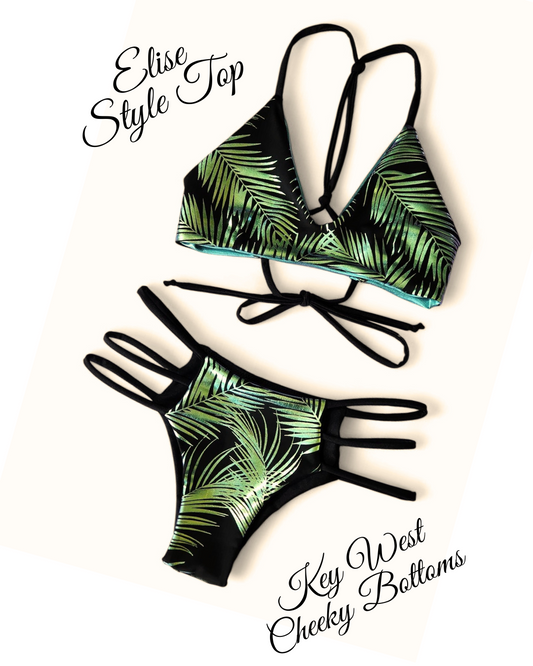 Emerald Palms Reversible Elise Bikini Top & Key West Cheeky Bikini Bottoms Set