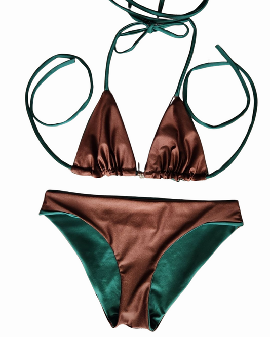 Mint Chocolate Reversible Bikini Triangle Top & Reversible Moderate Coverage Cheeky Bikini Bottoms