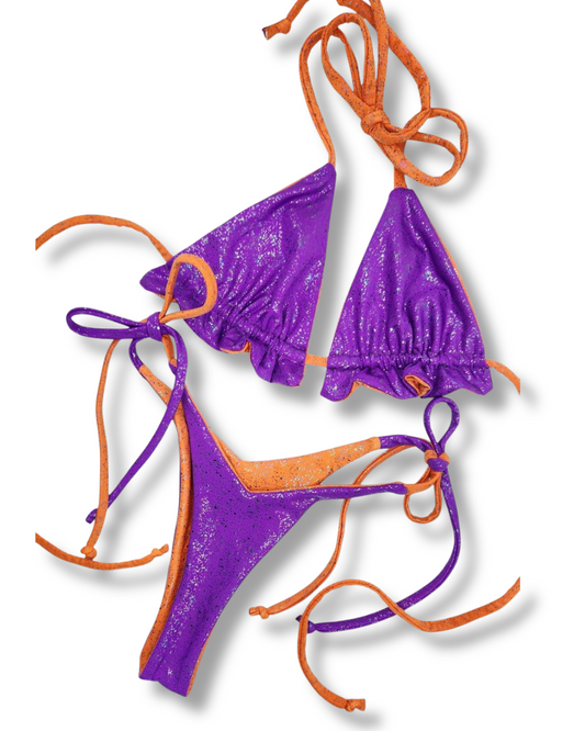 Sunkissed Reversible Bikini Triangle Top & V-String Extreme Bikini Bottoms Set