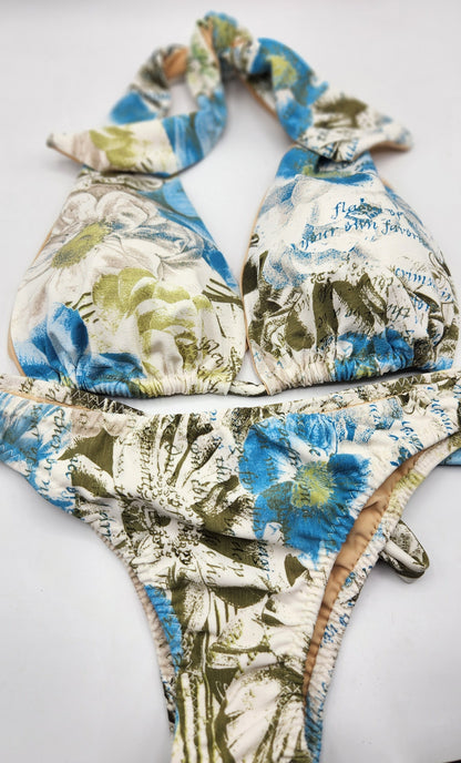Floral Script Bikini Set
