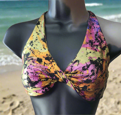 Multi Color Foil Bikini Twist Top