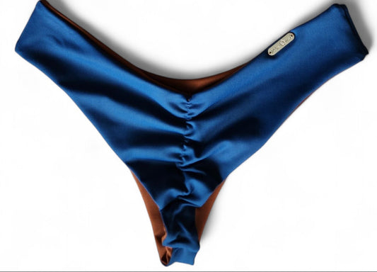 Navy & Mocha Mousse Reversible Cheeky Bikini Bottoms
