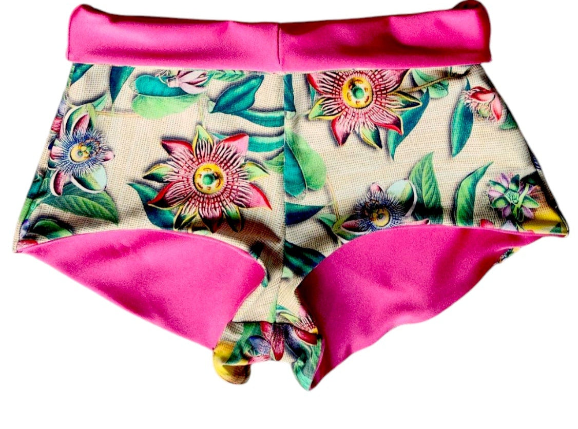 Passion Flower Reversible Bikini Set – Triangle Top & Boy Short Bottoms - Get Fit Addicted