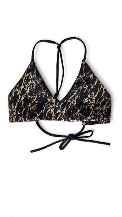 Black and Gold Foil Elise Bikini Top & Key West Reversible Cheeky Bikini Bottoms