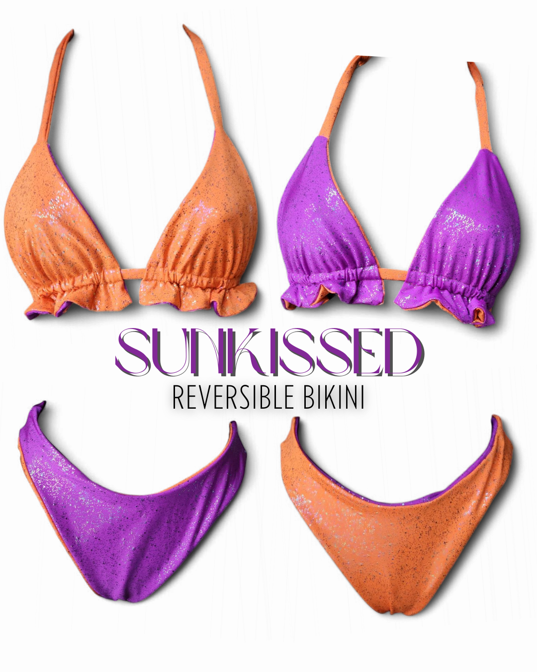 Sunkissed Reversible Bikini Triangle Top & Cheeky Bottoms Set